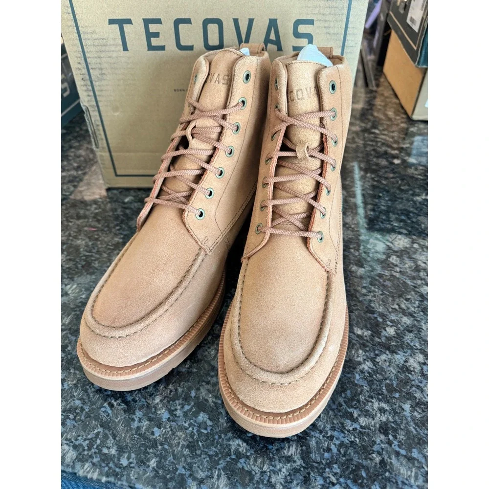 Tecovas The Rugged Moc Natural WP Roughout Leather Boots Mens 9.5 EE‎